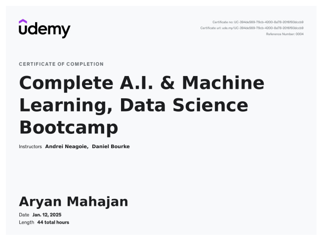 Machine Learning & AI Certificate