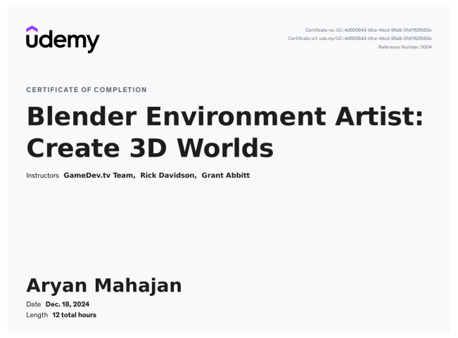 3D Modelling Certificate